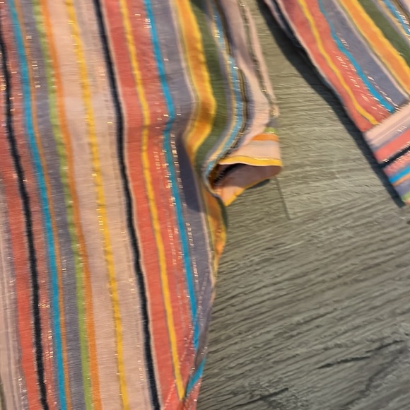 NWT. Anthropologie Long Sleeve Boyfriend Striped Shirt Button Down Multi Color - Picture 4 of 8